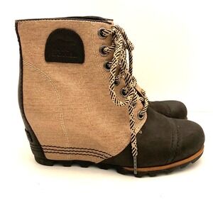 Sorel PDX Hidden Wedge Boots Waterproof Fabric Leather Upper Womens 8.5 EU 39.5‎